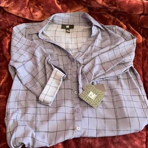 Blue button down blouse